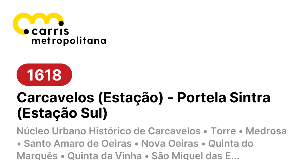 1618 | Carcavelos (Estação) - Portela Sintra (Estação Sul)