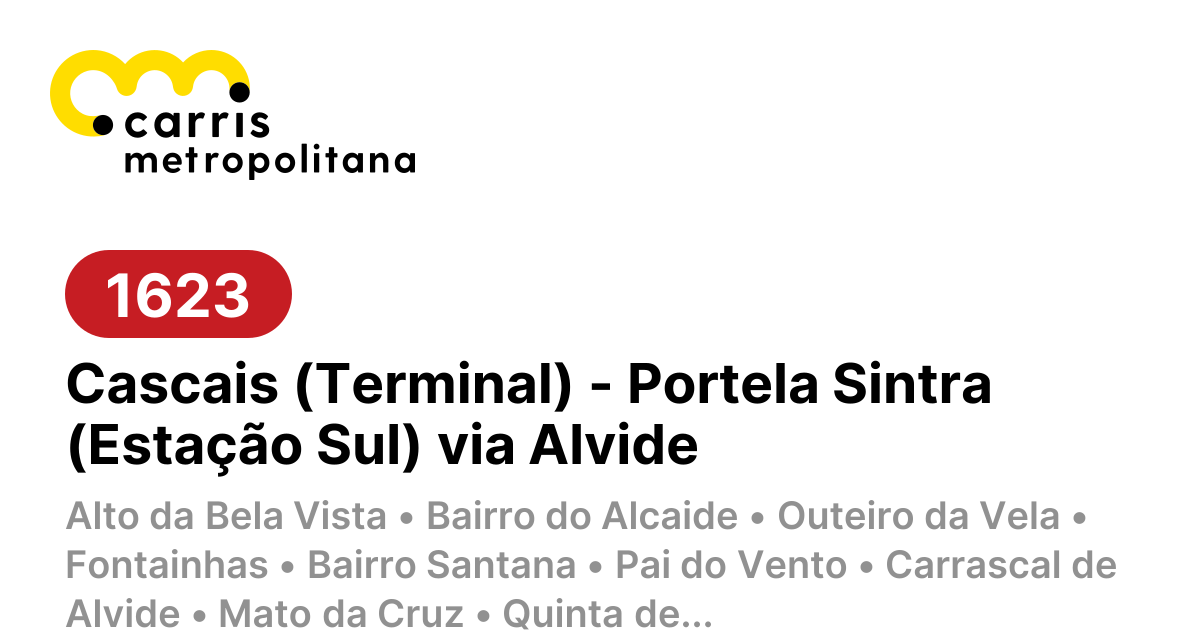 1623 | Cascais (Terminal) - Portela Sintra (Estação Sul) via Alvide
