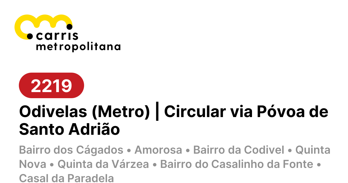 2219 | Odivelas (Metro) | Circular via Póvoa de Santo Adrião