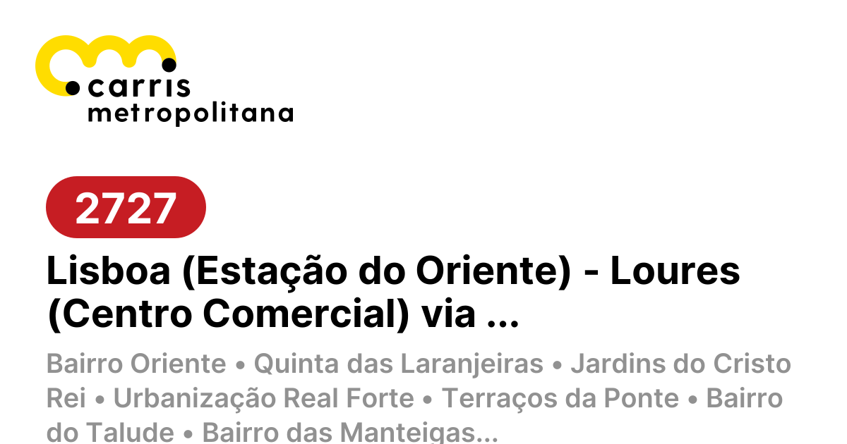 2727 | Lisboa (Oriente) - Loures (HBA exterior)